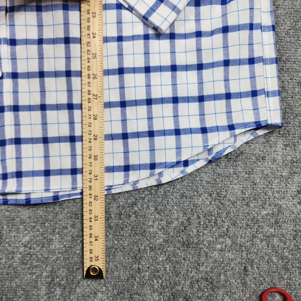 Oxford Mens Luxury Collection Blue White Plaid Button Down Shirt 2XL Long Sleeve - Picture 3 of 4